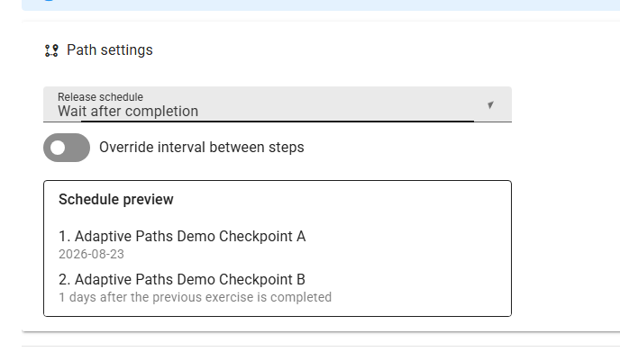 Gamena path settings using the Wait after completion release schedule
